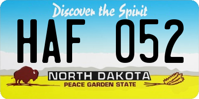ND license plate HAF052