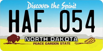 ND license plate HAF054