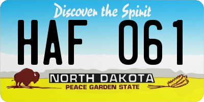 ND license plate HAF061