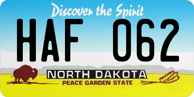 ND license plate HAF062