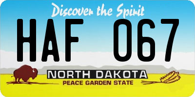 ND license plate HAF067