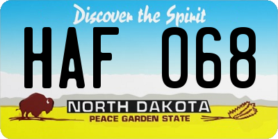 ND license plate HAF068