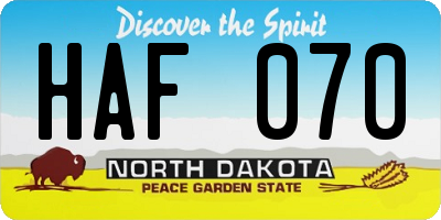 ND license plate HAF070