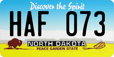 ND license plate HAF073