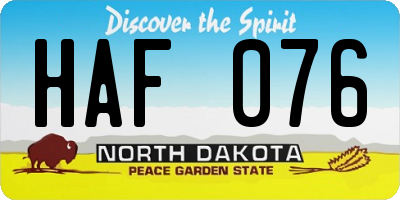 ND license plate HAF076