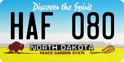 ND license plate HAF080