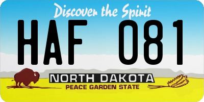 ND license plate HAF081
