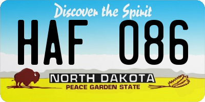 ND license plate HAF086