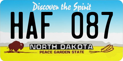 ND license plate HAF087