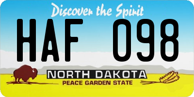 ND license plate HAF098