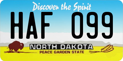 ND license plate HAF099