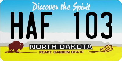 ND license plate HAF103