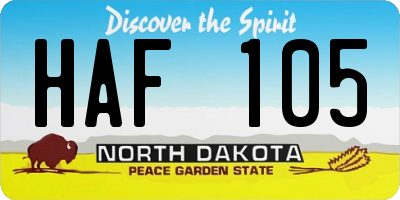 ND license plate HAF105