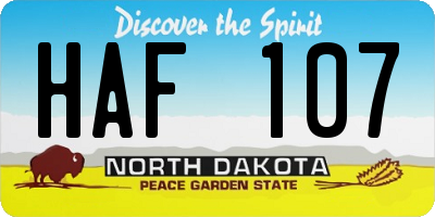 ND license plate HAF107