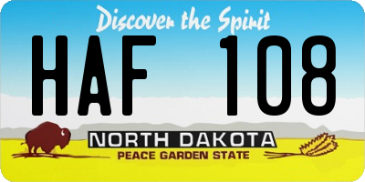 ND license plate HAF108