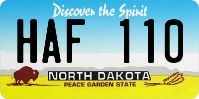 ND license plate HAF110