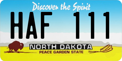ND license plate HAF111