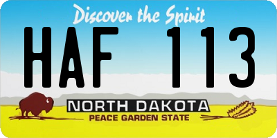 ND license plate HAF113