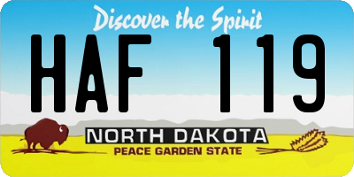 ND license plate HAF119