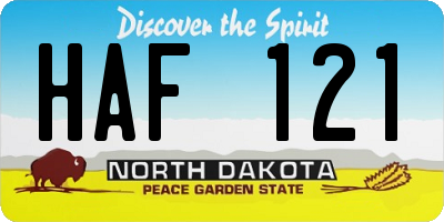 ND license plate HAF121