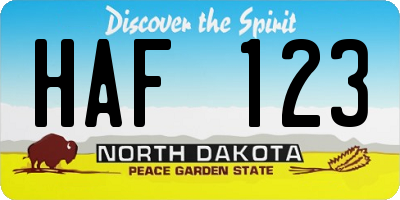 ND license plate HAF123