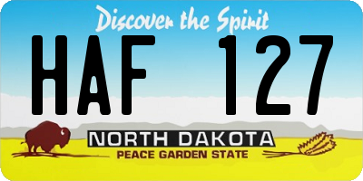 ND license plate HAF127