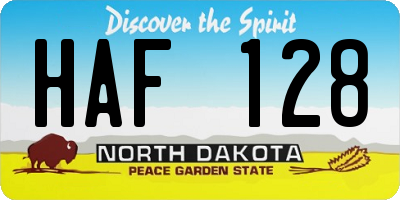 ND license plate HAF128