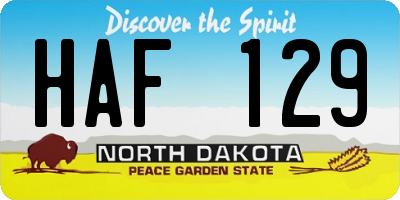 ND license plate HAF129