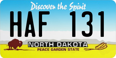 ND license plate HAF131