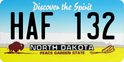 ND license plate HAF132