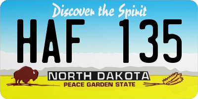 ND license plate HAF135