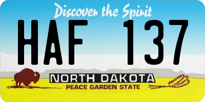 ND license plate HAF137