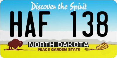 ND license plate HAF138