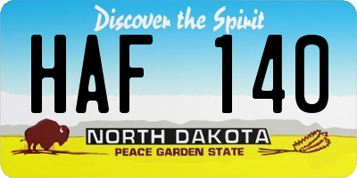 ND license plate HAF140