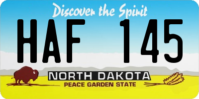 ND license plate HAF145