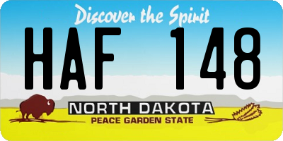 ND license plate HAF148