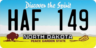 ND license plate HAF149