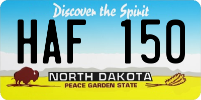 ND license plate HAF150