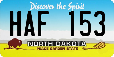 ND license plate HAF153