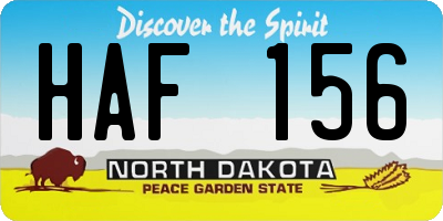 ND license plate HAF156