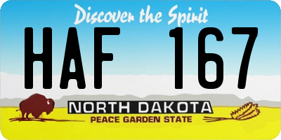 ND license plate HAF167