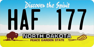 ND license plate HAF177