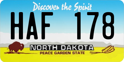 ND license plate HAF178