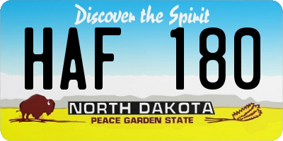 ND license plate HAF180