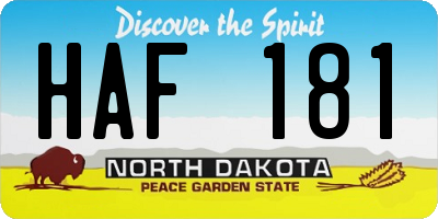 ND license plate HAF181