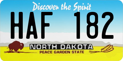 ND license plate HAF182