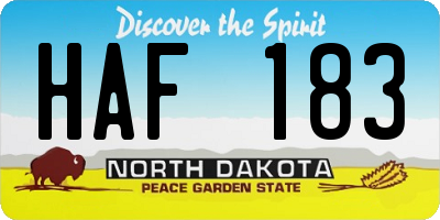 ND license plate HAF183