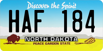 ND license plate HAF184