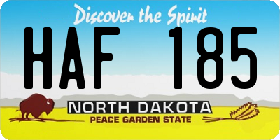 ND license plate HAF185