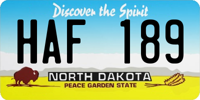 ND license plate HAF189